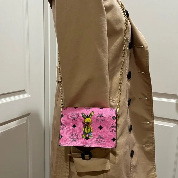 MCM PINK RABBIT WALLET ON CHAIN/ BELT BAG - Picture 11 of 12